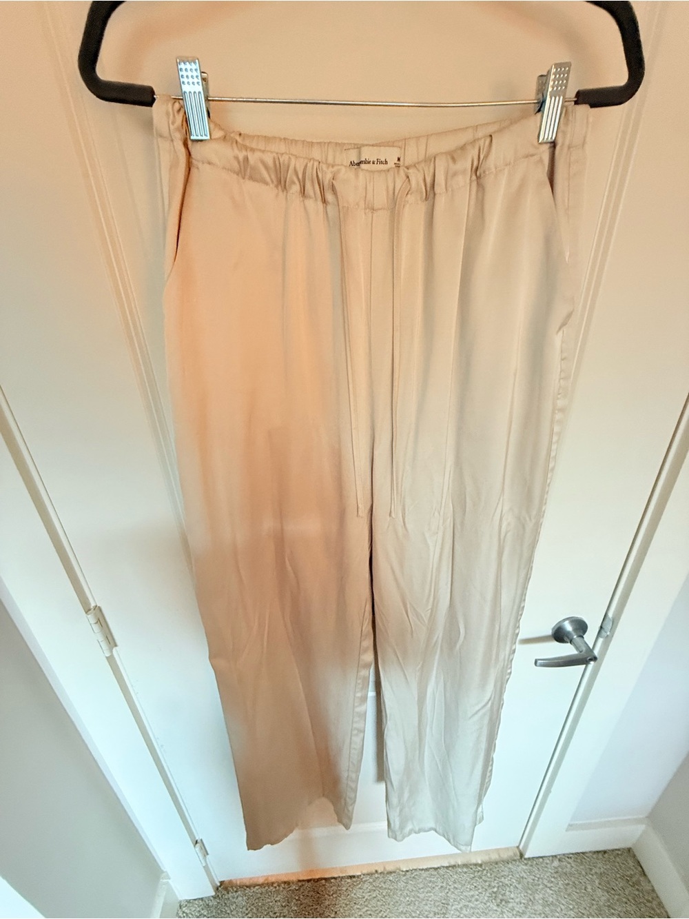 Abercrombie & Fitch Cream Wide-Leg Drawstring Pants